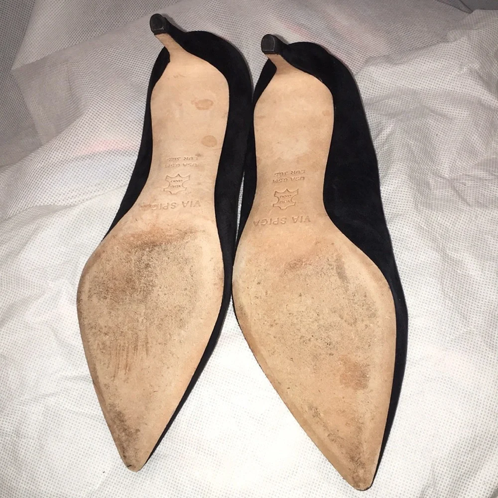 Via Spiga Black Suede Heels | Leather Upper | Size 6.5